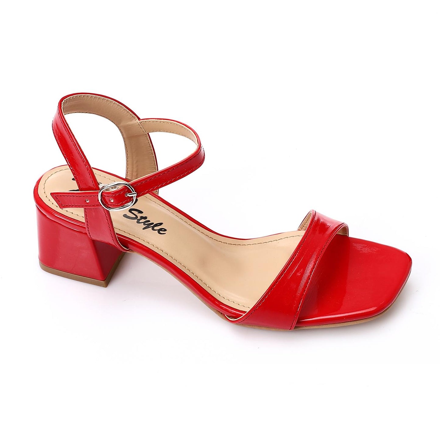 Shiny Red Slingback Heeled Sandal