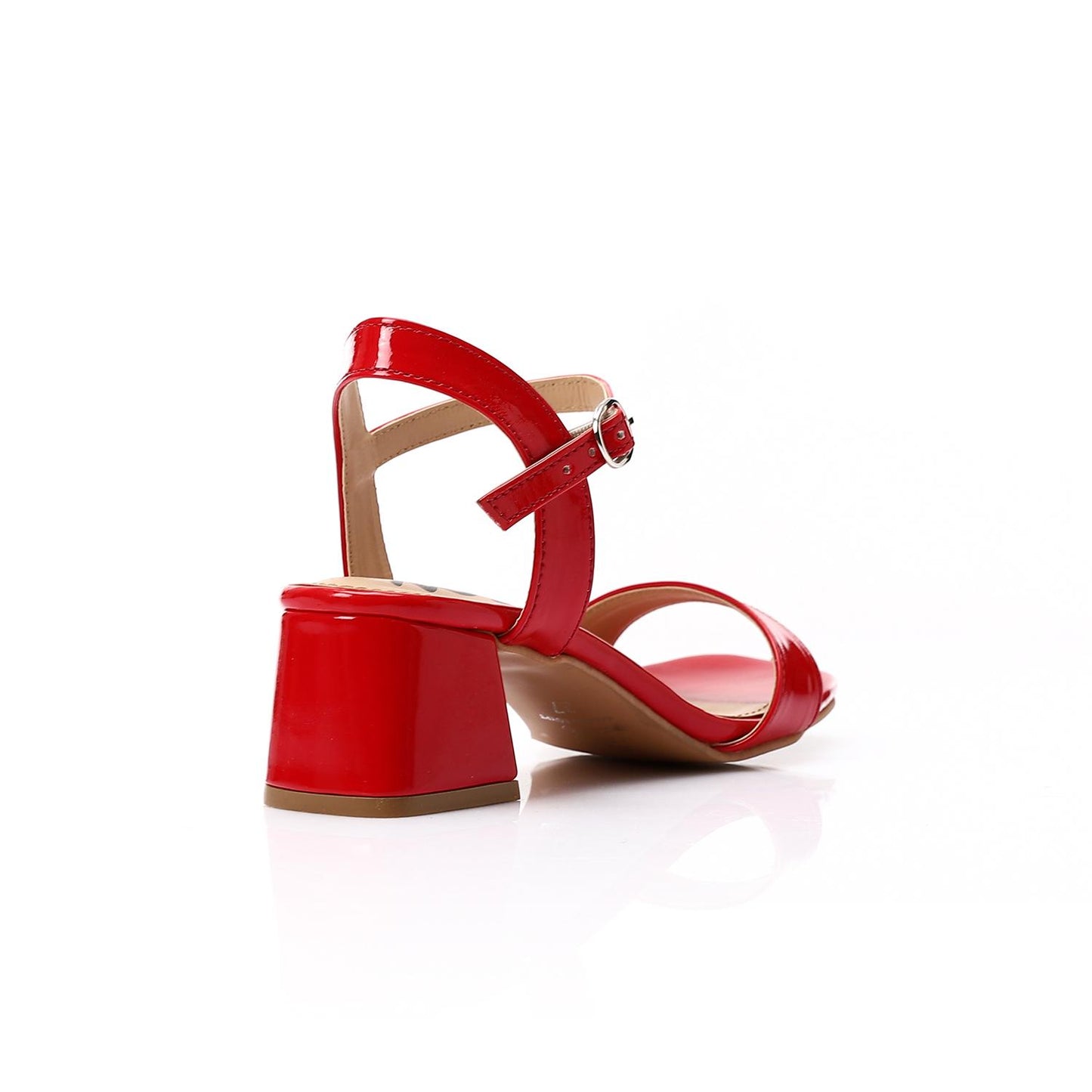 Shiny Red Slingback Heeled Sandal