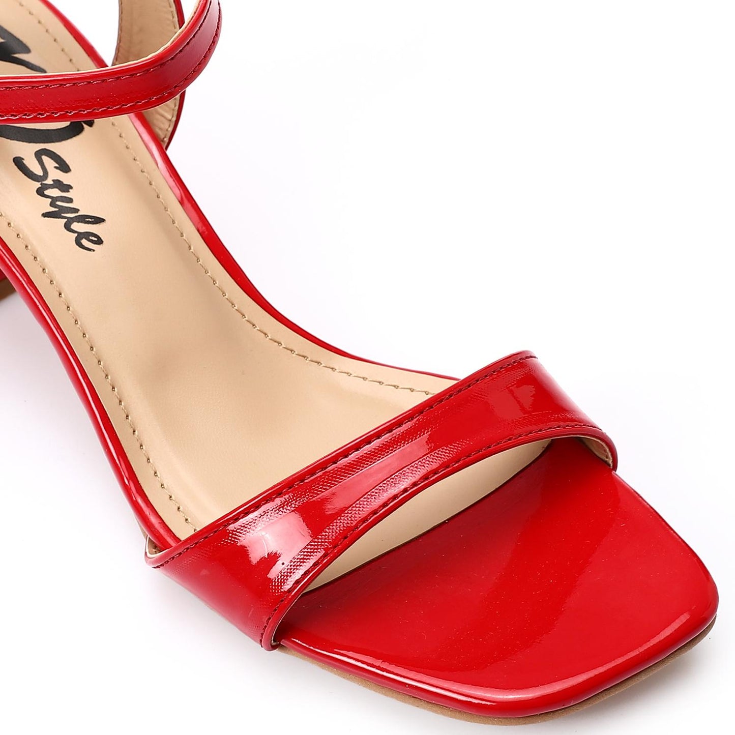 Shiny Red Slingback Heeled Sandal