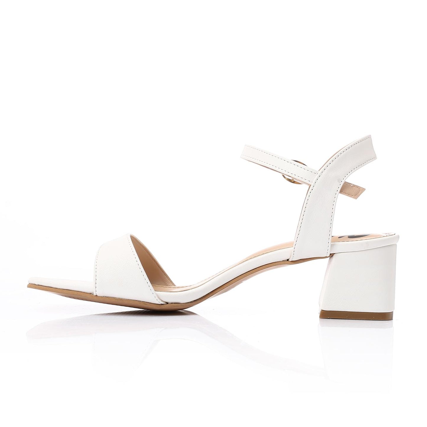 White Ankle Strap Slingback Heeled Sandal