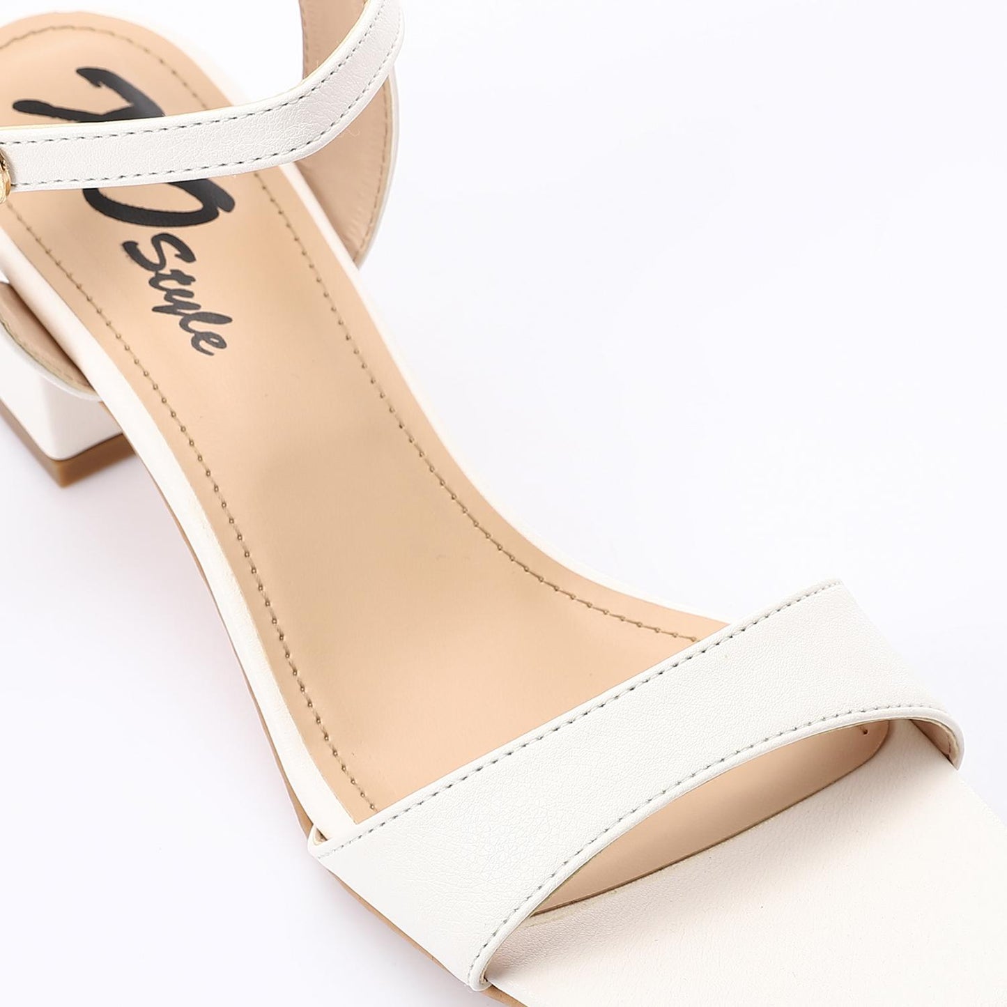 White Ankle Strap Slingback Heeled Sandal