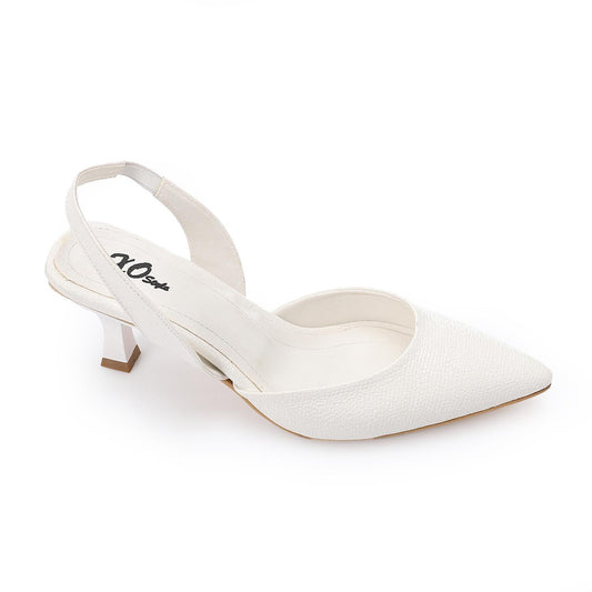 White Slingback Kitten Heels