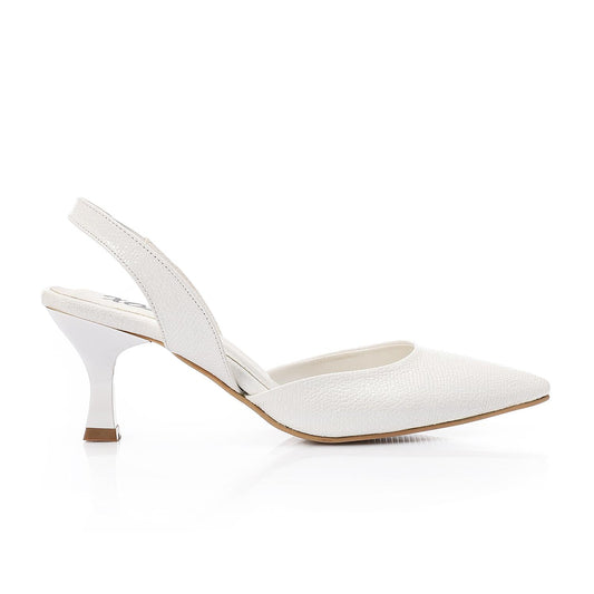 White Slingback Kitten Heels