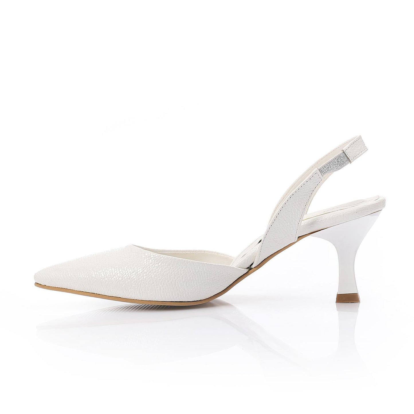 White Slingback Kitten Heels