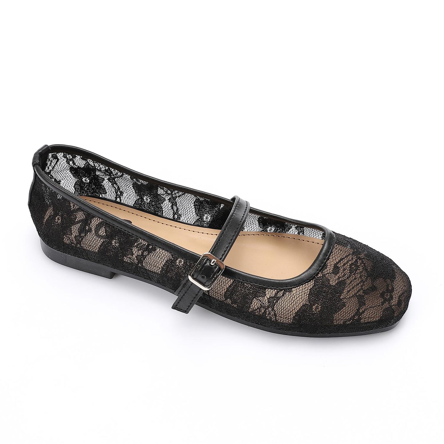 Black Upper Buckle Mesh Ballerina