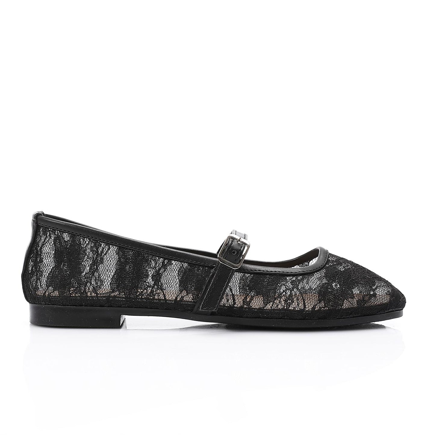 Black Upper Buckle Mesh Ballerina