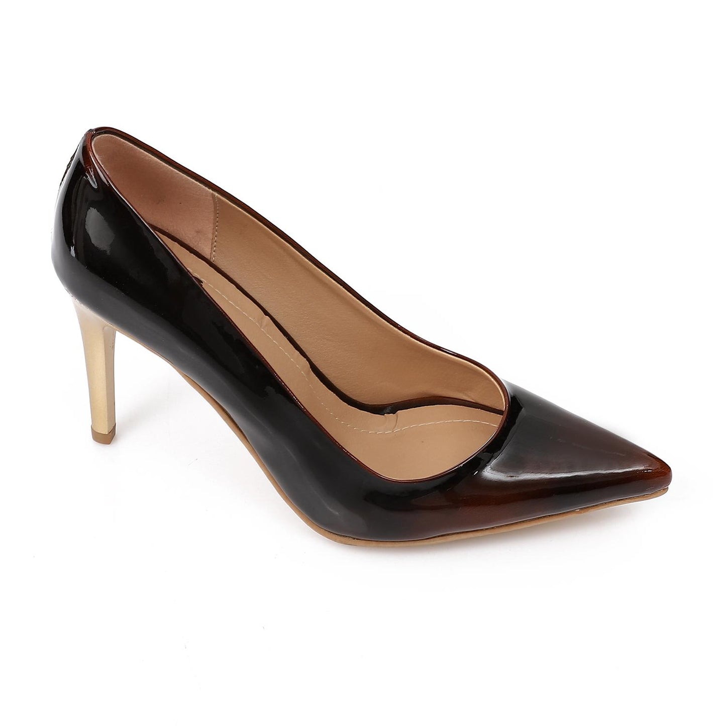 Brown Patent Leather Stiletto High Heels