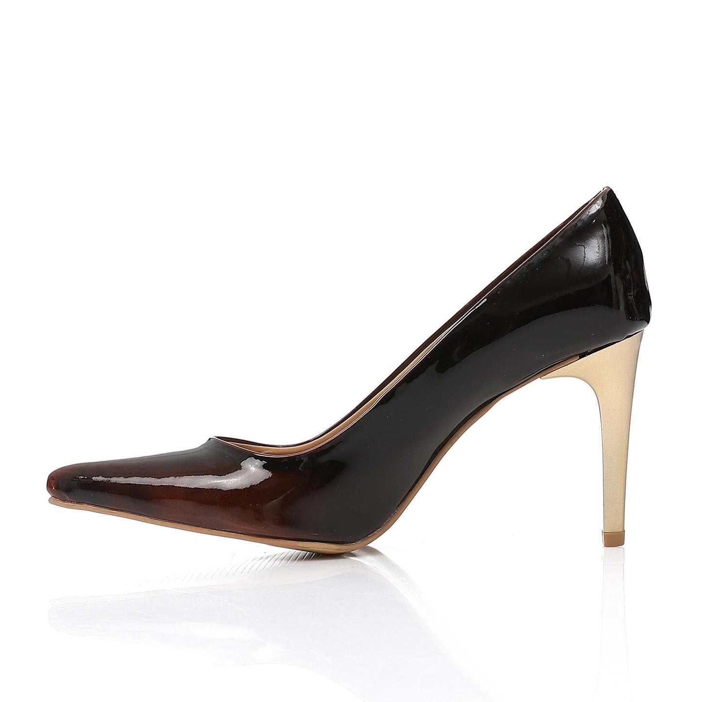 Brown Patent Leather Stiletto High Heels