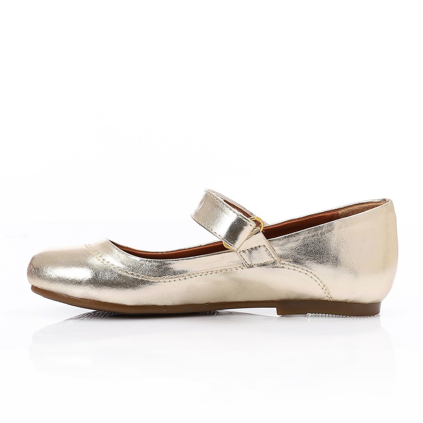 Gold Upper Velcro Closure Ballerina for Girls