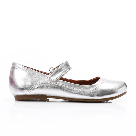 Silver Upper Velcro Closure Ballerina for Teen Girls