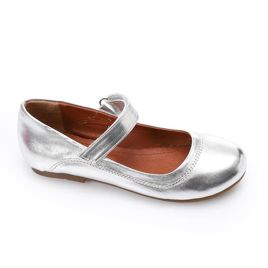 Silver Upper Velcro Closure Ballerina for Teen Girls