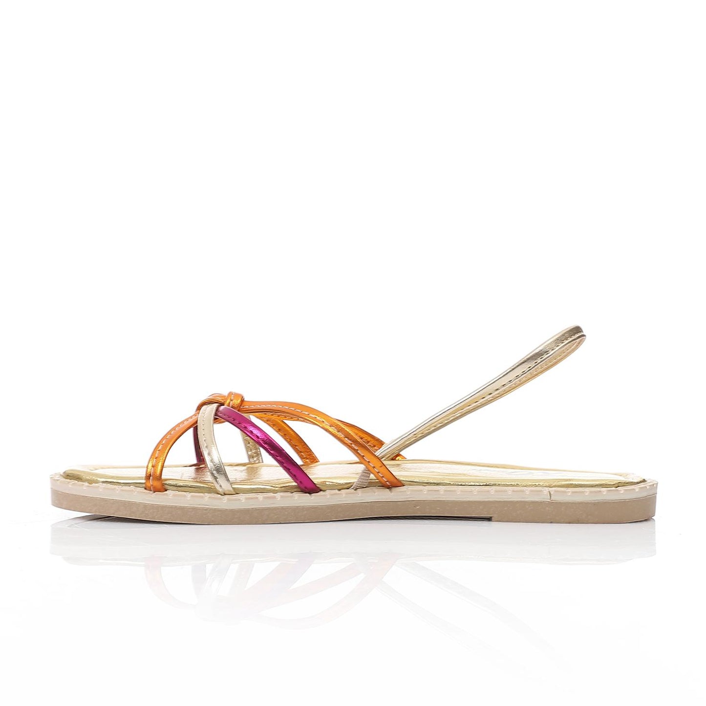 Multi-Strap Metallic Sandal for Teen Girls