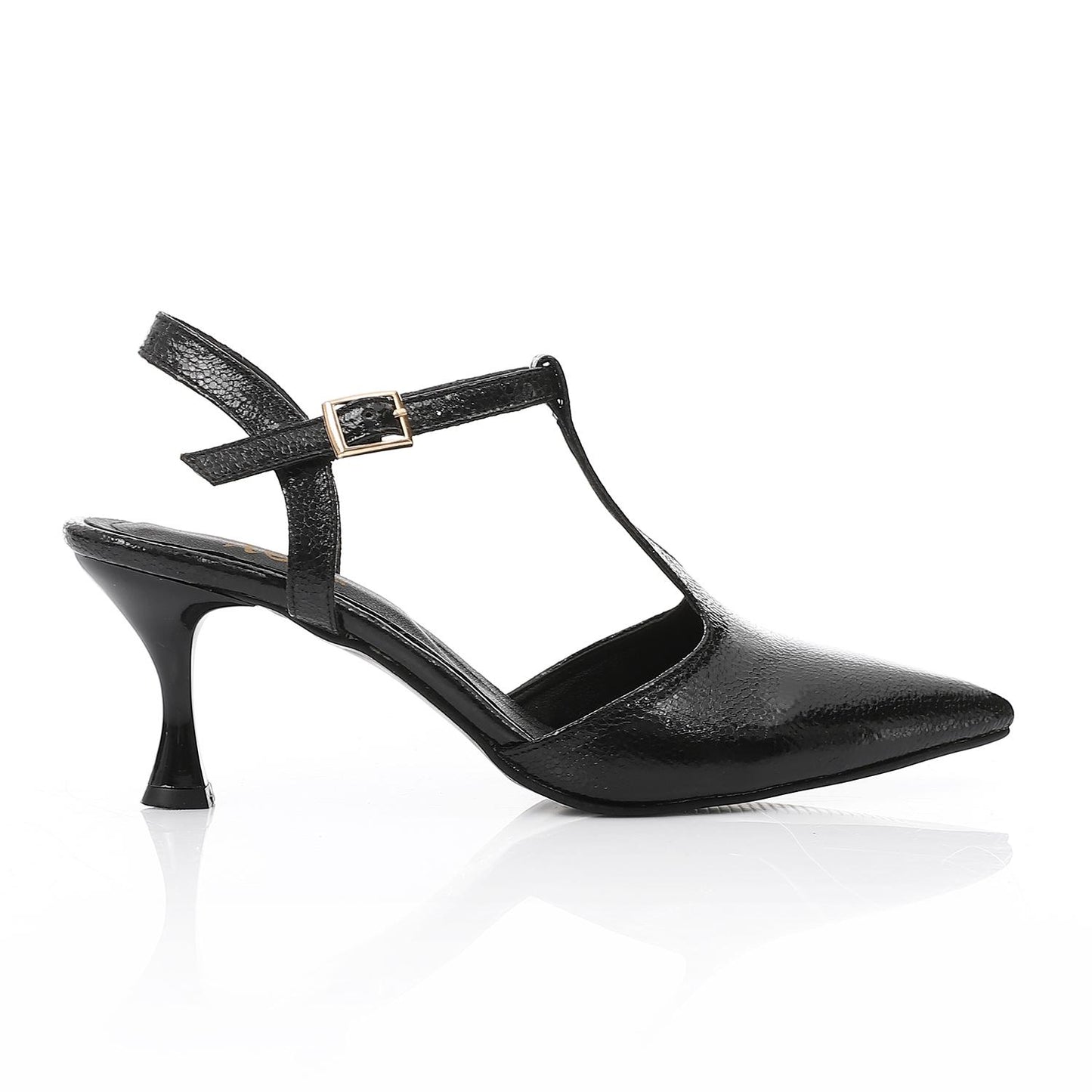 Black Shiny Leather Pointed Toe Heels