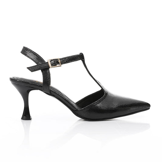 Black Shiny Leather Pointed Toe Heels