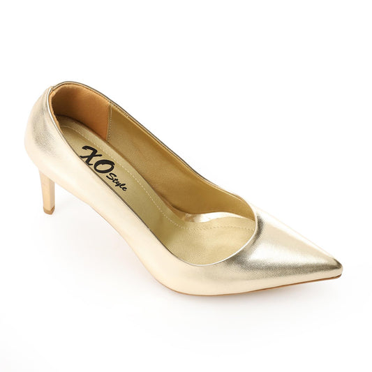 Classic Gold Stiletto Pumps - حذاء كلاسيك ذهبي بكعب رفيع