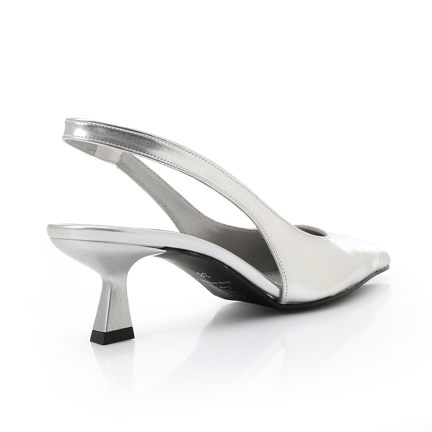 Silver Slingback Pumps - حذاء فضي بكعب مفتوح من الخلف