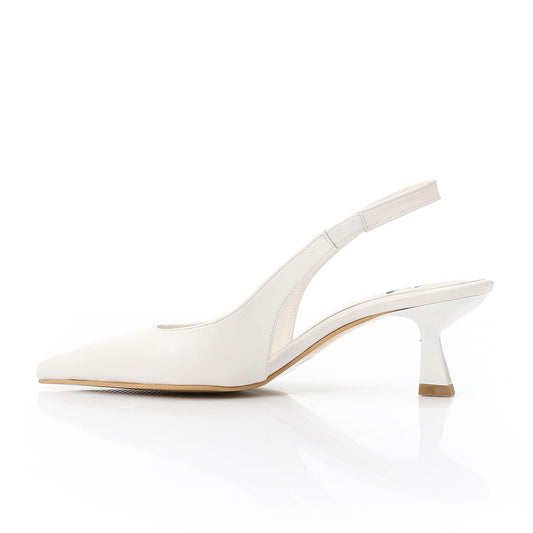 White Slingback Pumps - حذاء أبيض بكعب مفتوح من الخلف