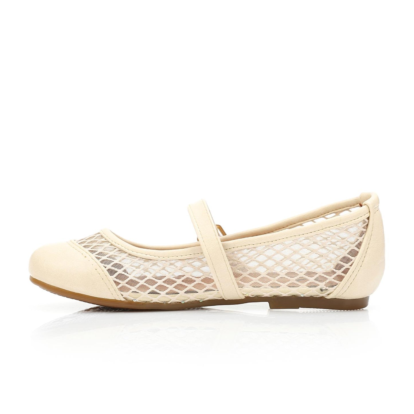 Girls Beige Casual Mesh Ballerina - بالرينا كاجوال شبك بيج للبنات
