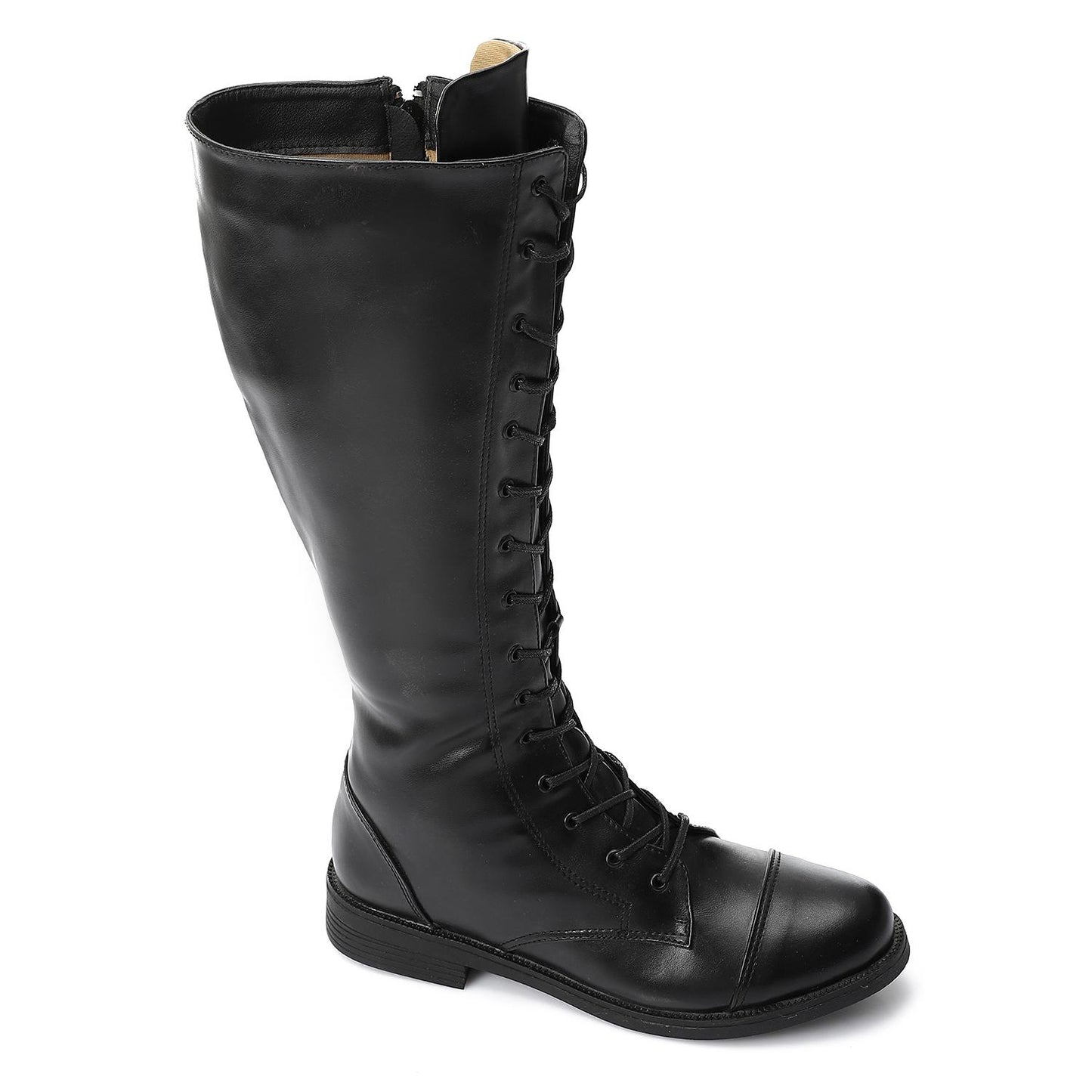 Lace-Up Boot with Side Zipper