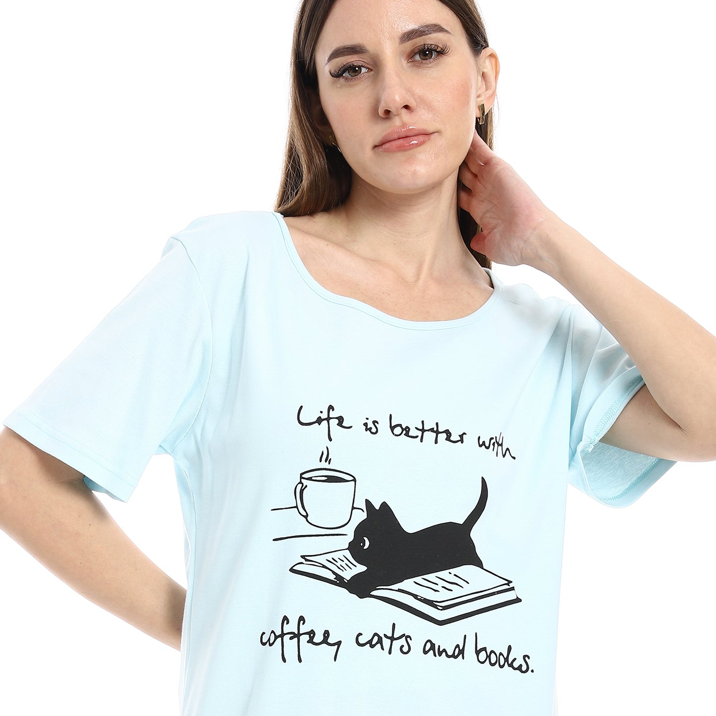 Short Sleeve Printed Nightgown