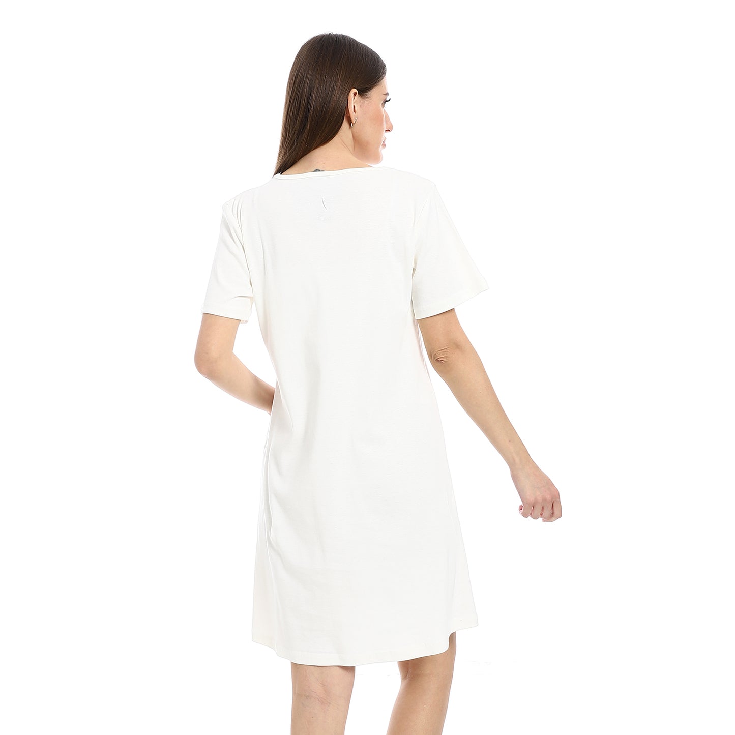 Short Sleeve Printed Nightgown - قميص نوم مطبوع بأكمام قصيرة