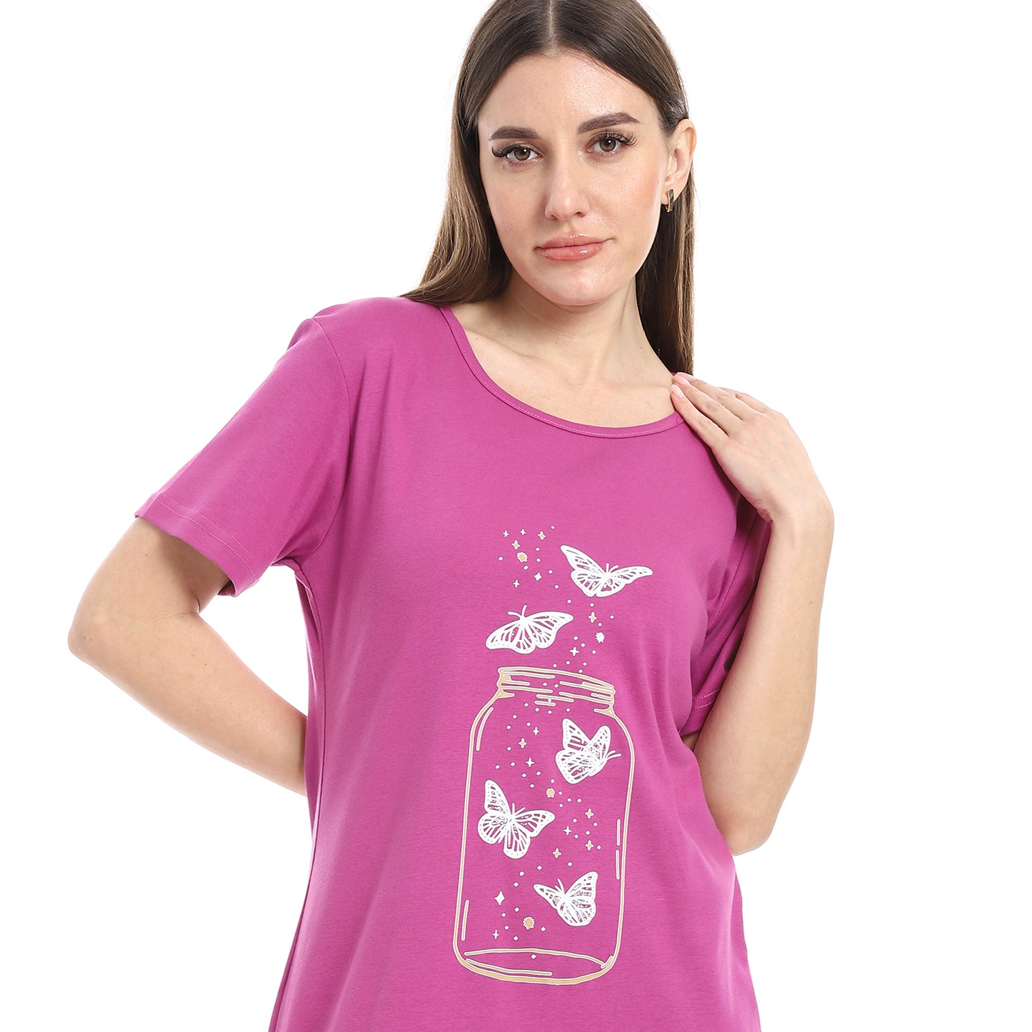 Short Sleeve Printed Nightgown