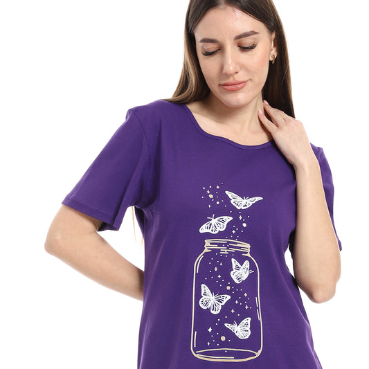 Printed Short Sleeve Nightgown