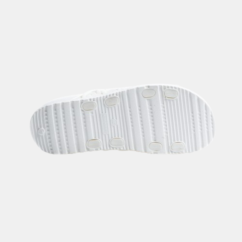 White Perforated Flat Marbella Slide - شريحة ماربيا المسطحة المثقبة باللون الأبيض