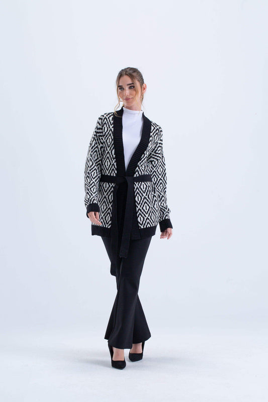 كارديجان محبوك مع حزام