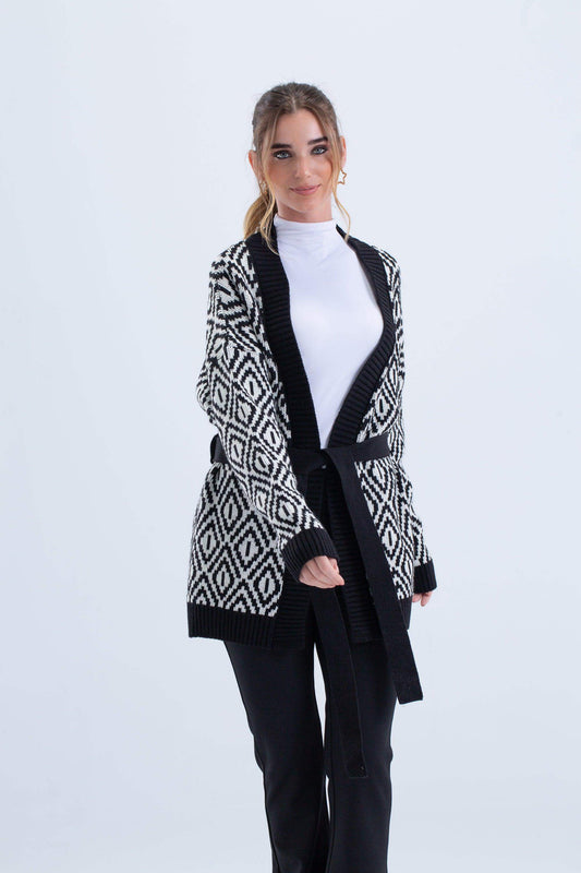 كارديجان محبوك مع حزام