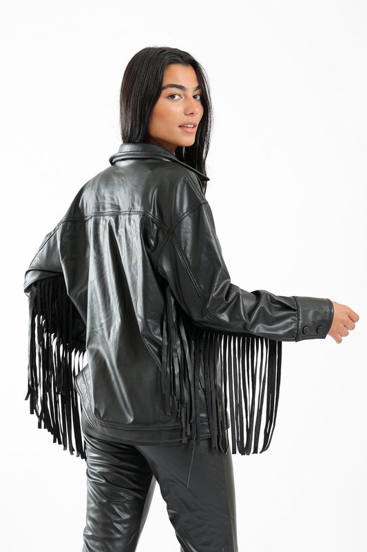 Leather Shirt with Fringes
