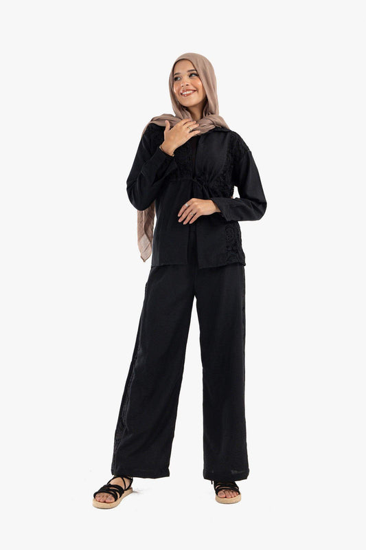 Linen Lounge Jacket with Embroidery - Carina - ??’????????ñ??�ÿ??ƒ?ÿ????