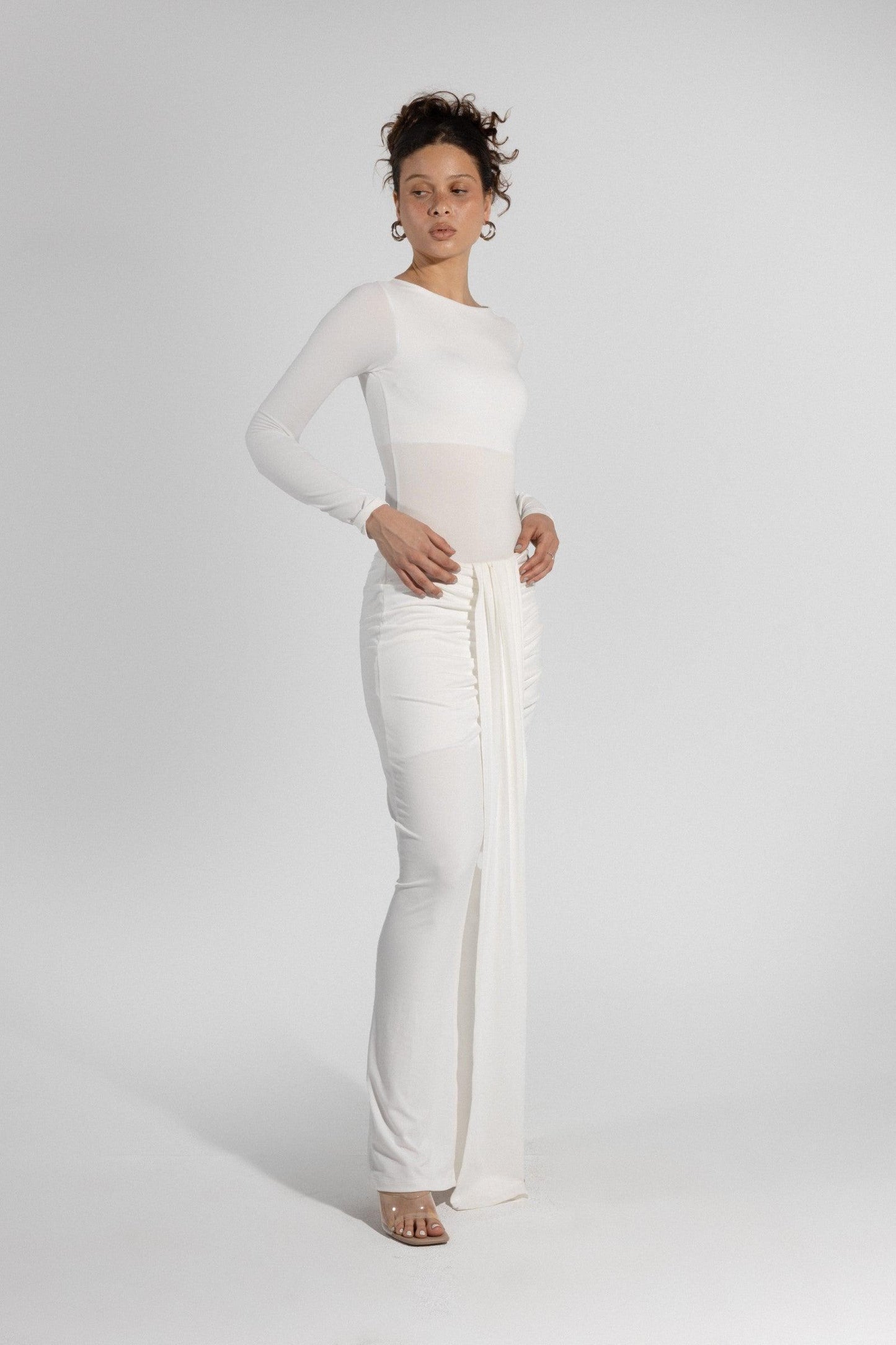 Long Skirt - White - Carina - كارينا