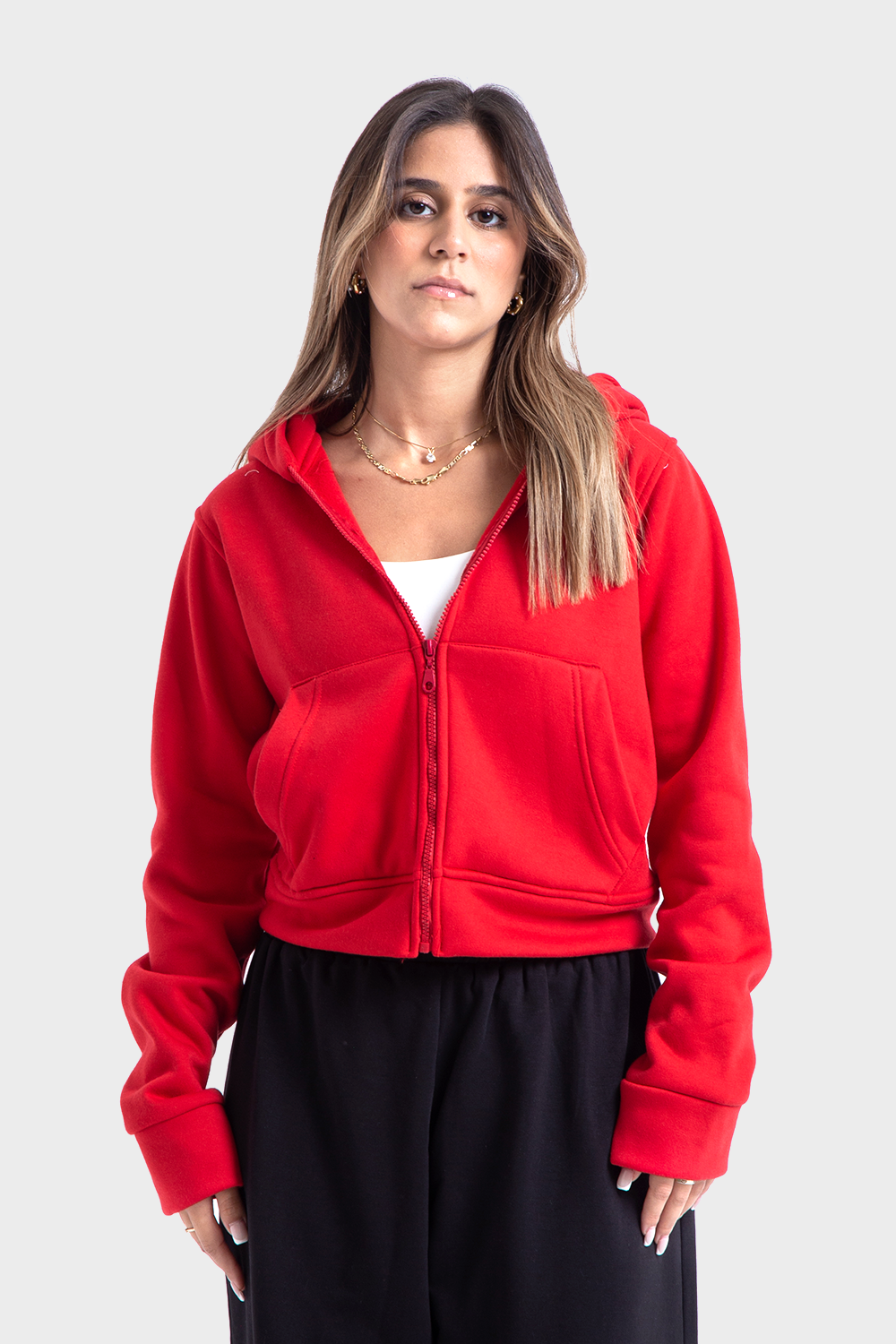 Feature Line Red Zip-Up Hoodie