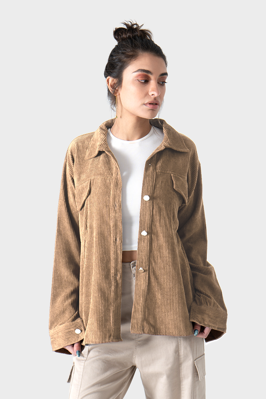 قميص قطيفة مضلع، كافيه