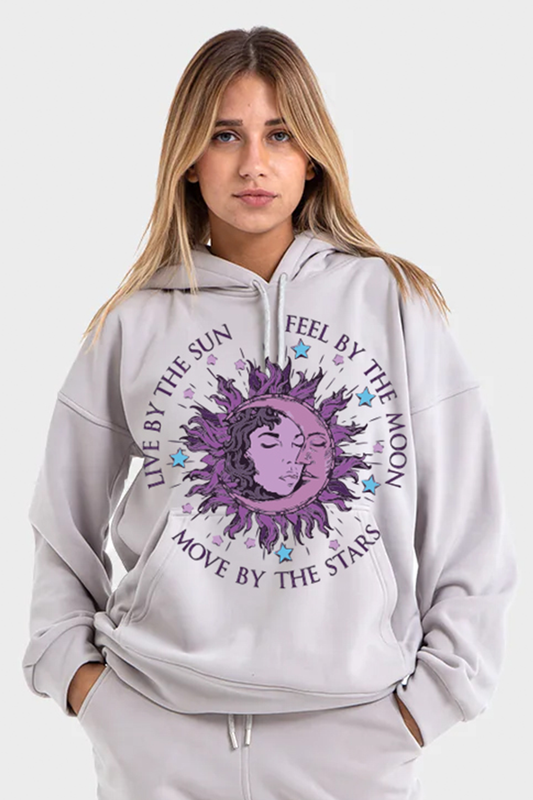 هودي أوفر سايز مطبوع رمادي فاتح، بريميوم لاين