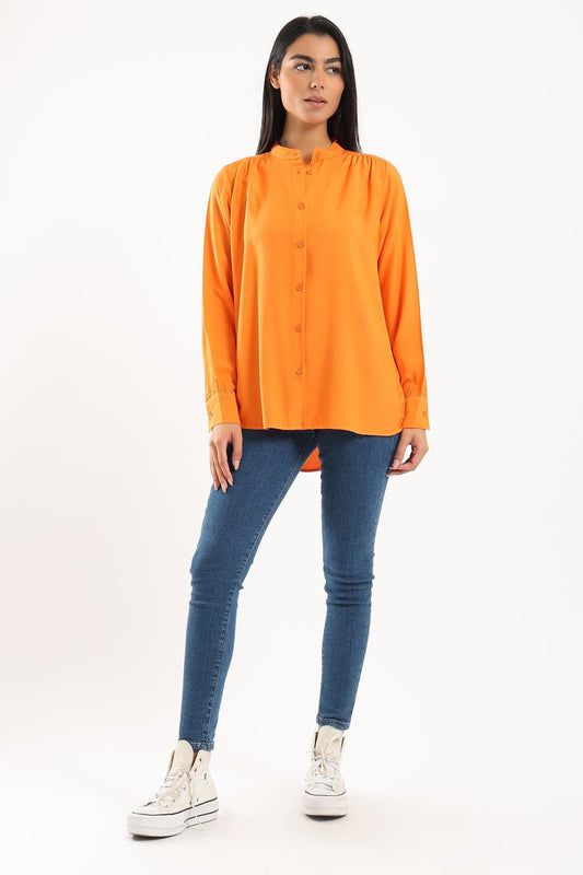 Mandarin Collar Plain Shirt