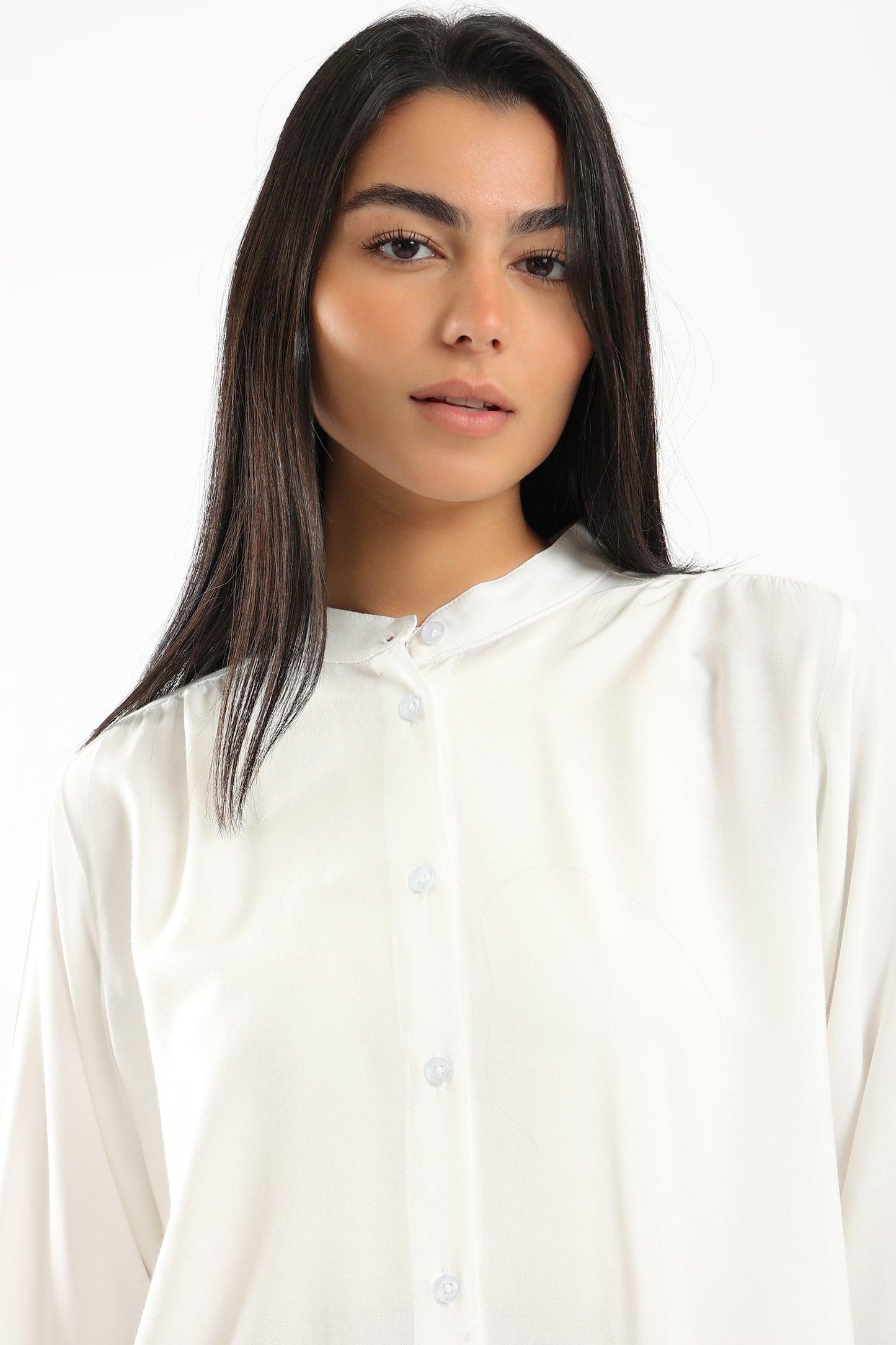 Mandarin Collar Plain Shirt