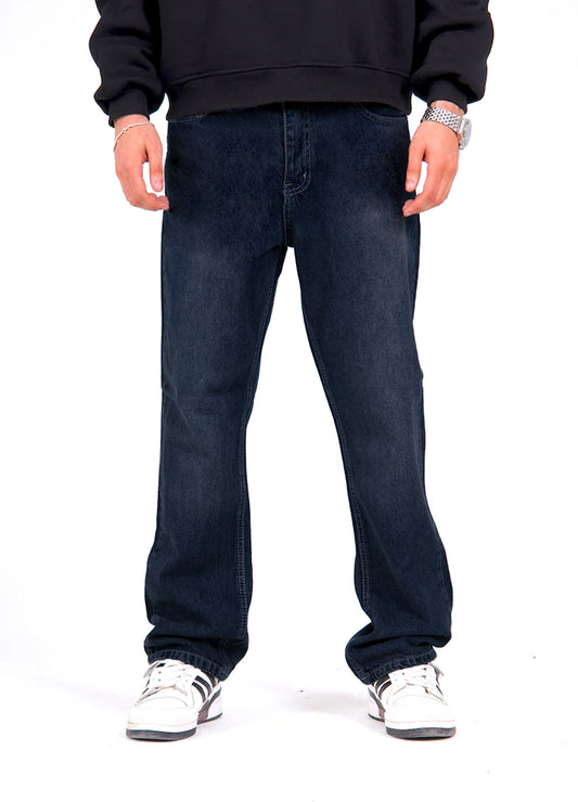 Regular Fit Denim Pants - Washed Dark Blue