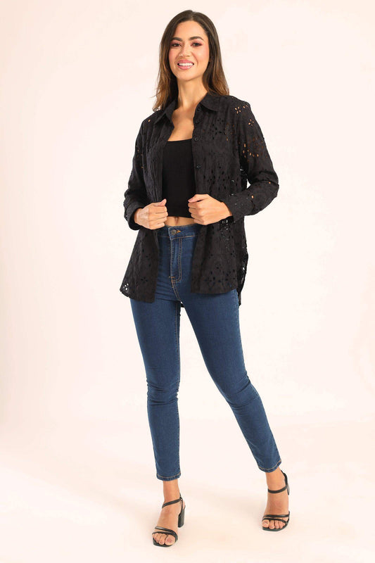 Perforated Long Sleeves Shirt - Carina - ??’????????ñ??�ÿ??ƒ?ÿ????