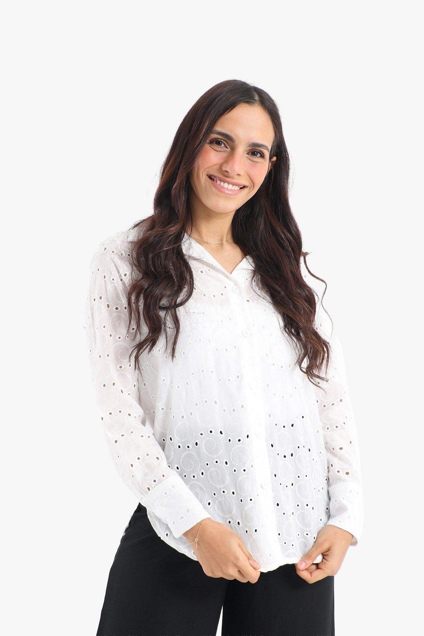 Perforated Long Sleeves Shirt - Carina - ??’????????ñ??�ÿ??ƒ?ÿ????