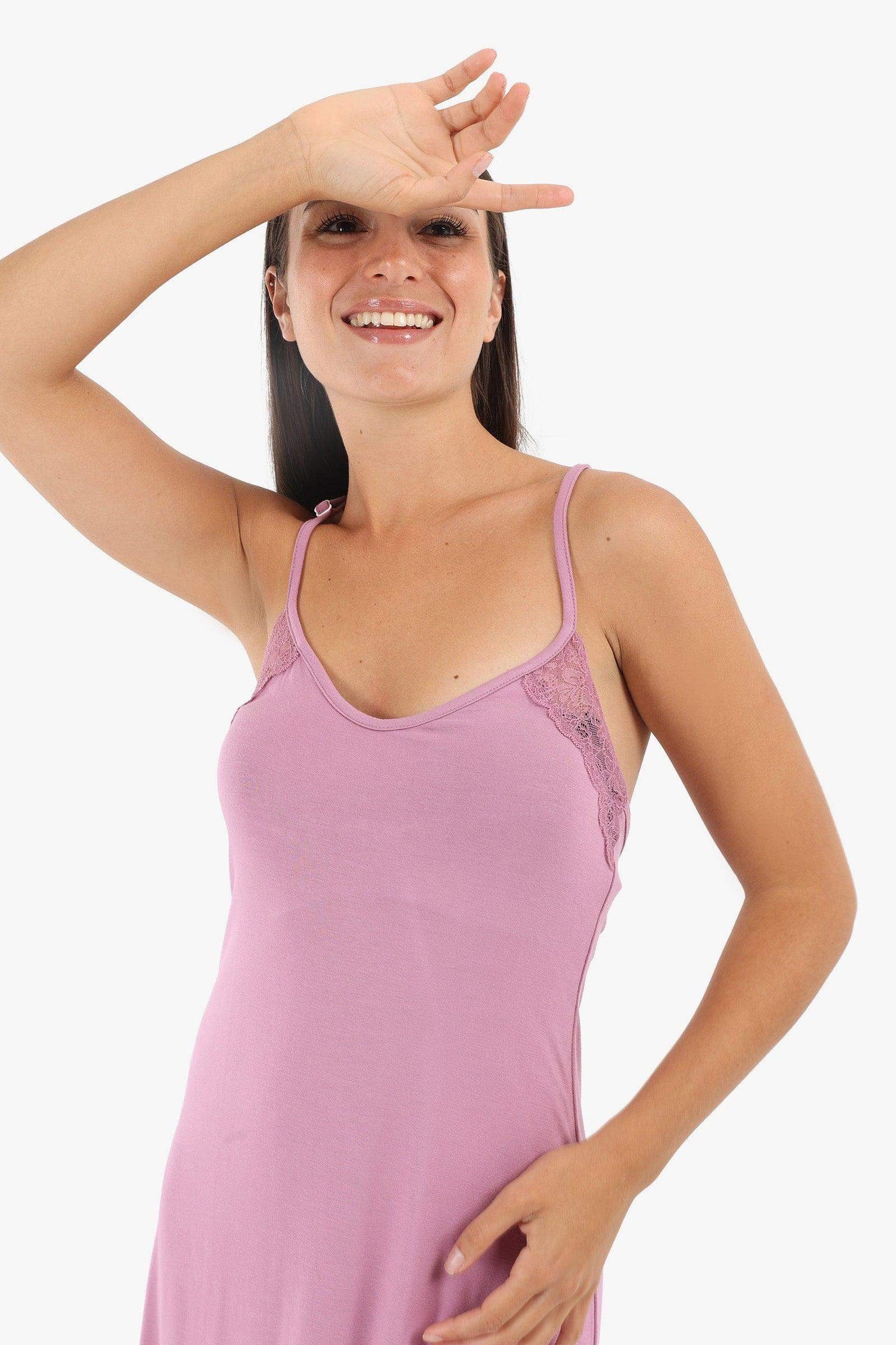 Plunge Neck Viscose Nightgown - Carina - ??’????????ñ??�ÿ??ƒ?ÿ????