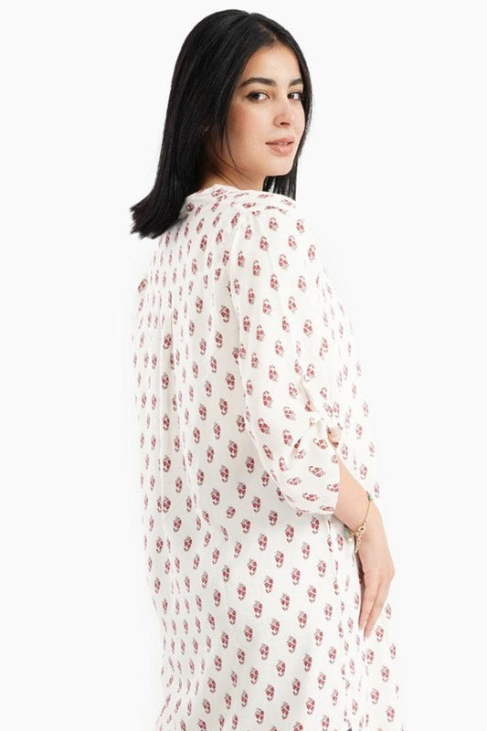 Printed Nightgown with Round Hem - Carina - ??’????????ñ??�ÿ??ƒ?ÿ????
