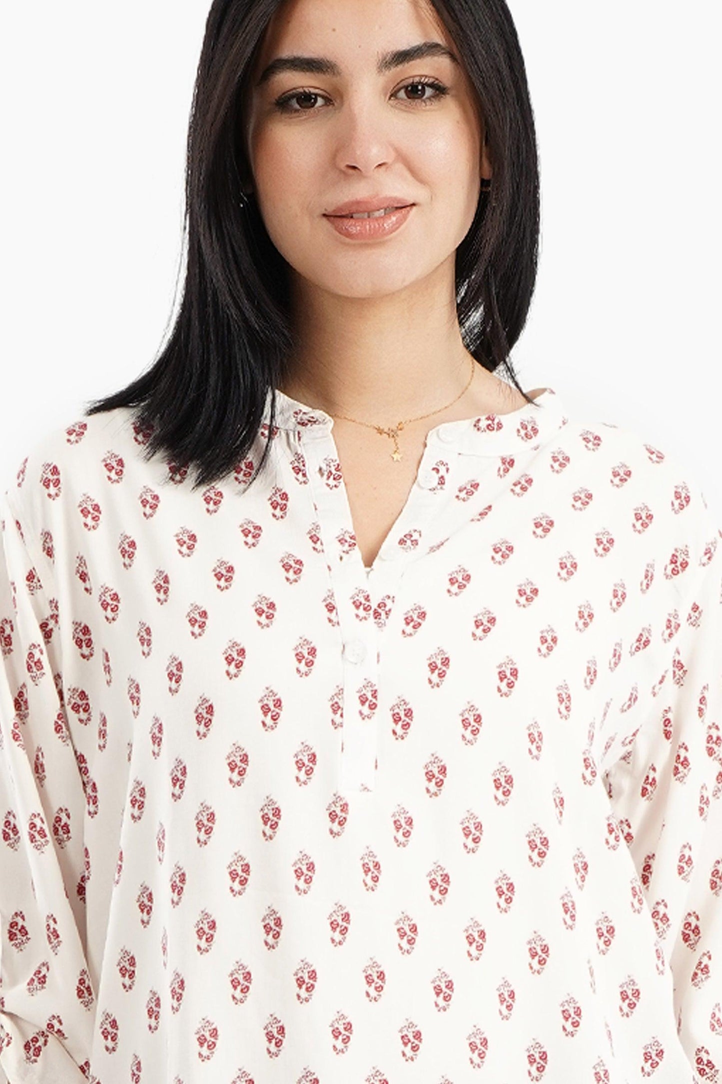 Printed Nightgown with Round Hem - Carina - ??’????????√É∆ñ??√ɬØ√Ǭø√ǬΩ√É∆ÿ??Æ’?√É∆ÿ????