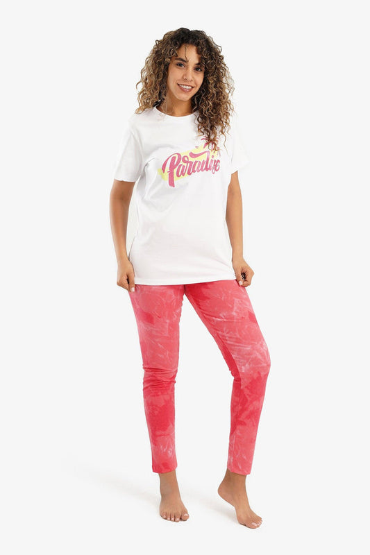 طقم بيجامة مع بنطلون ضيق