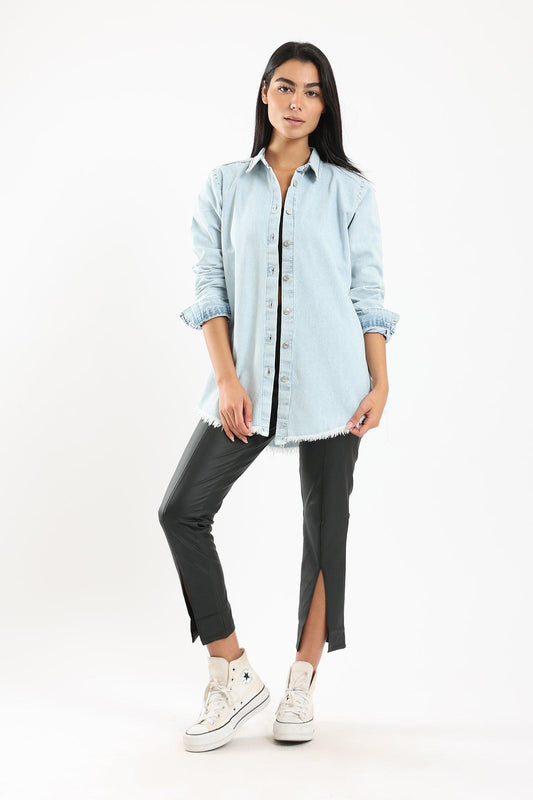 Ripped Hem Denim Shirt