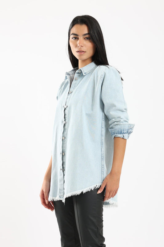 Ripped Hem Denim Shirt