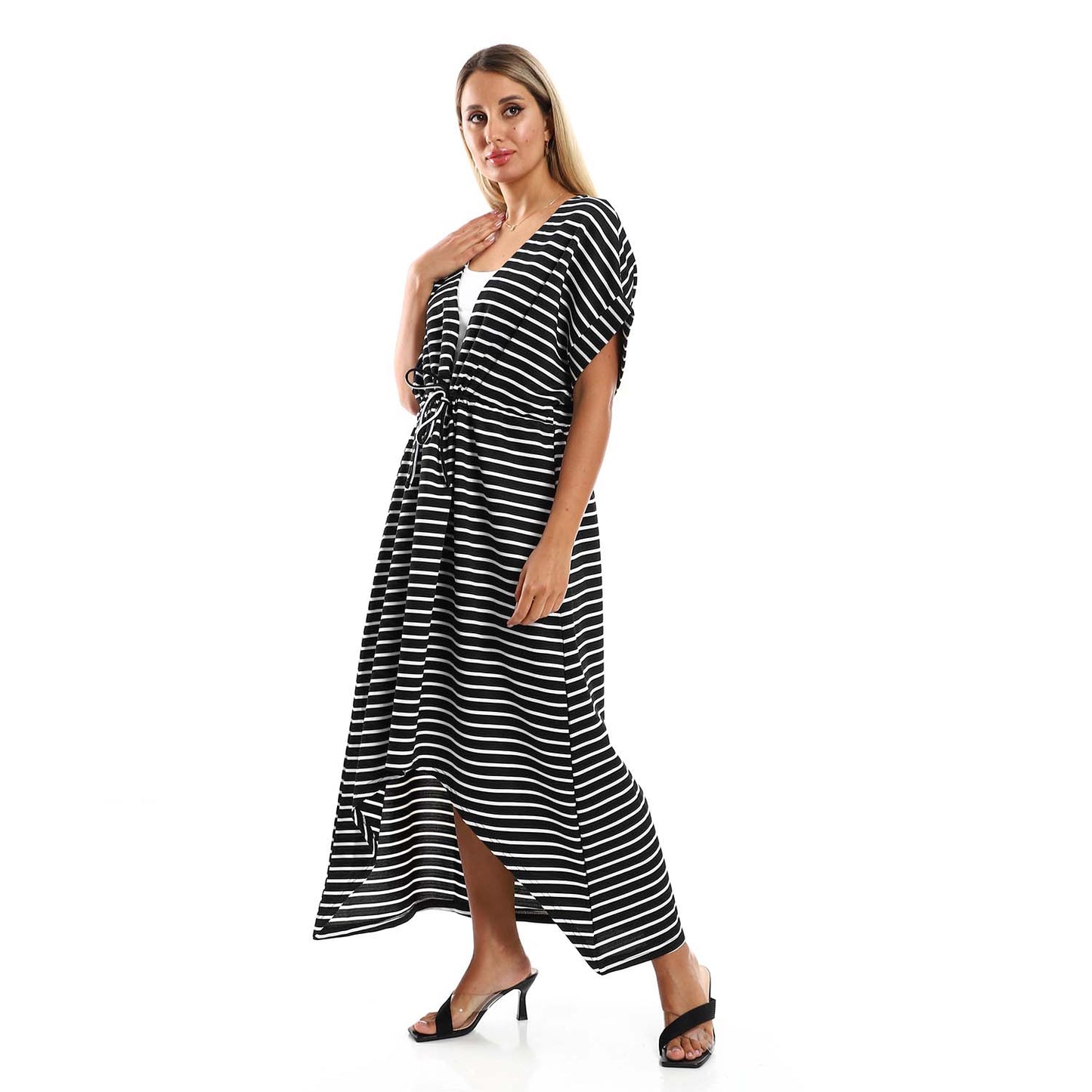 Plus Size Short Sleeve Striped Dress
