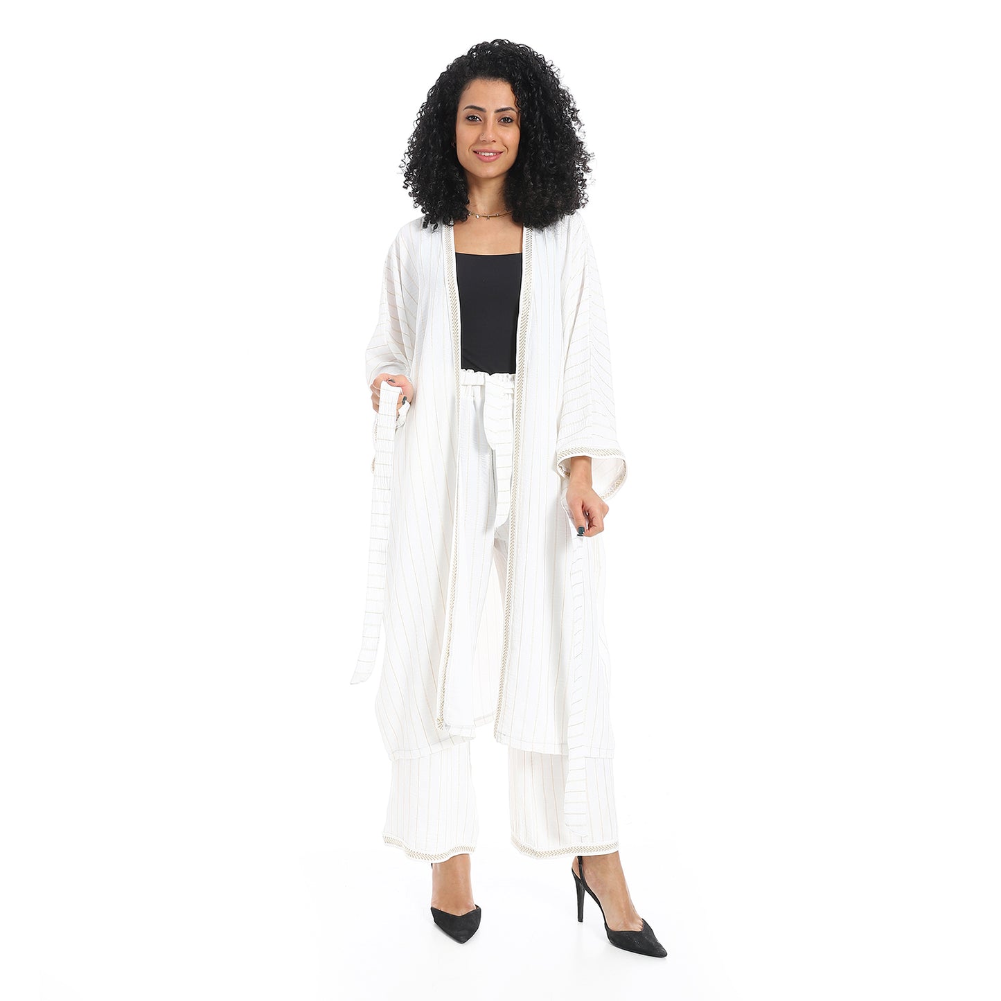 Striped kimono suit