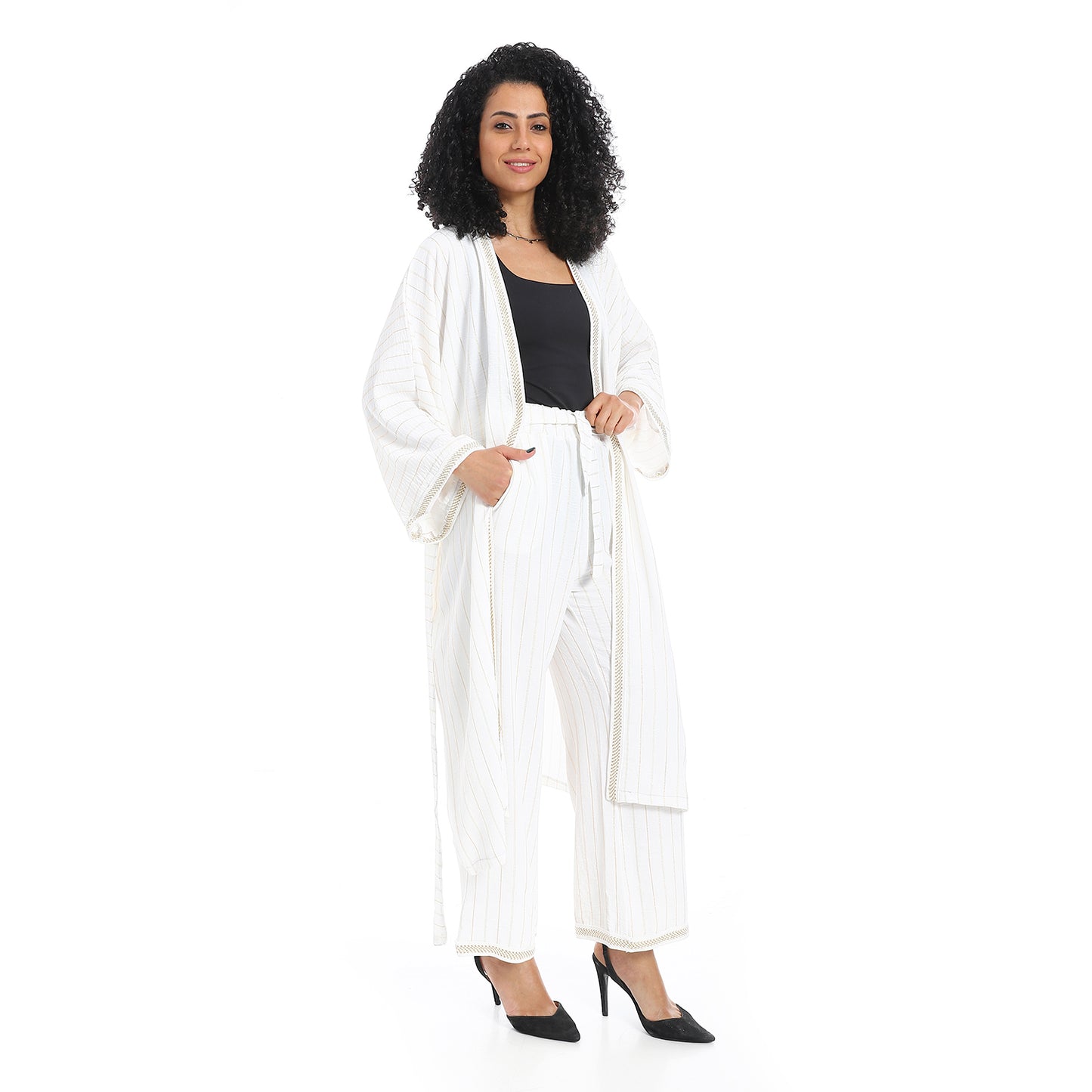 Striped kimono suit